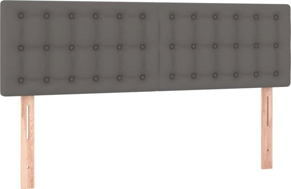 vidaXL Κεφαλάρι κρεβατιού με LED, Γκρι, 144x5x78/88 cm, Συνθετικό Δέρμα