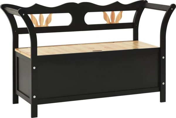 Πάγκος vidaXL, μαύρος, 107x45x75,5 cm, συμπαγές ξύλο ελάτου