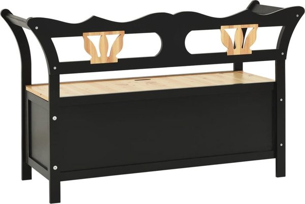 Πάγκος vidaXL, μαύρος, 107x45x75,5 cm, συμπαγές ξύλο ελάτου