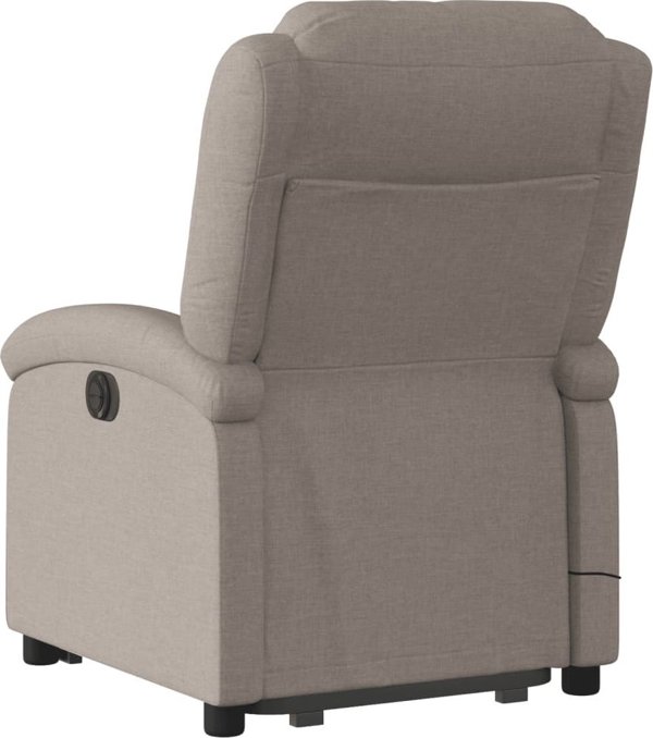 vidaXL Podnoszony fotel masujacy, rozkladany, kolor taupe, tkanina