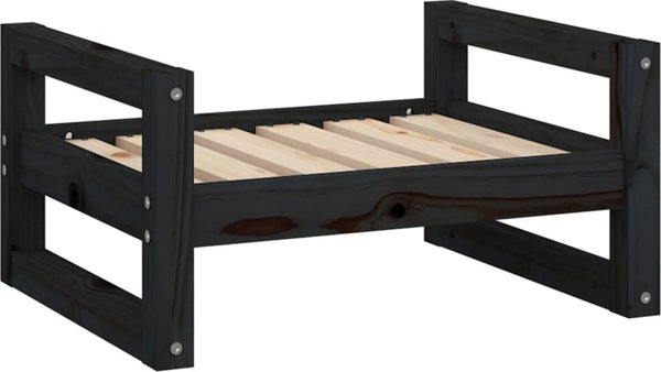 vidaXL vidaXL Legowisko dla psa, czarne, 55,5x45,5x28 cm, lite drewno sosnowe