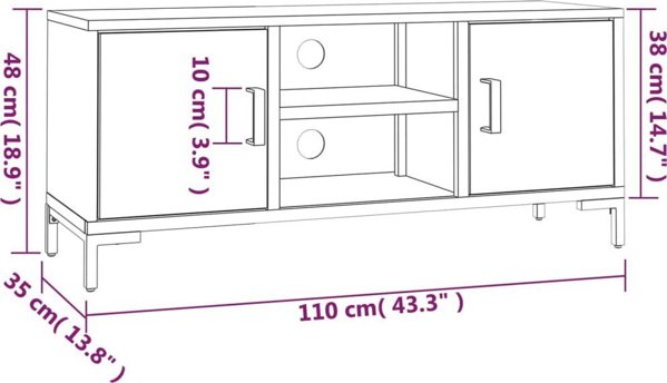 vidaXL Επίπλο τηλεόρασης, καφέ, 110x35x48 εκ., ξύλο πεύκου από ανακύκλωση