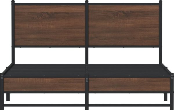 vidaXL Metalowa rama lozka z wezglowiem brazowy dab 140x200 cm