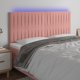 vidaXL Κεφαλάρι κρεβατιού με LED, ροζ βελούδο, 180x5x118/128 cm