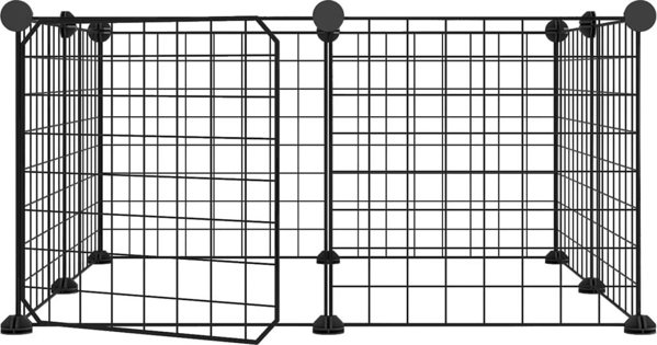 vidaXL Κλουβί για ζώα με πορτάκι, 8 πάνελ, μαύρο, 35x35 εκ, ατσάλι