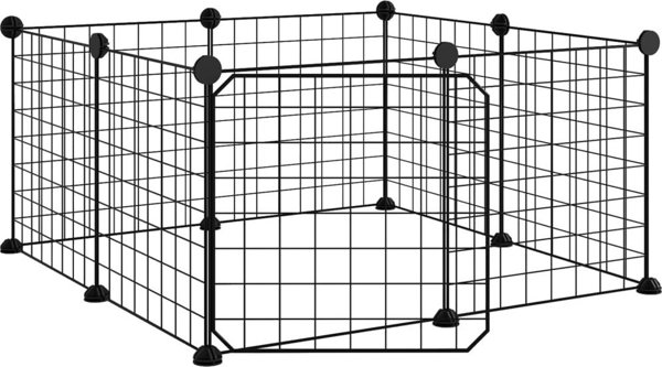 vidaXL Κλουβί για ζώα με πορτάκι, 8 πάνελ, μαύρο, 35x35 εκ, ατσάλι