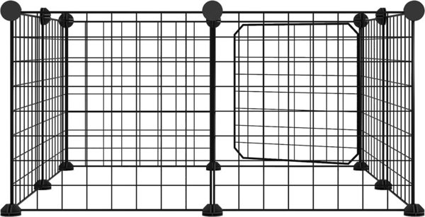 vidaXL Κλουβί για ζώα με πορτάκι, 8 πάνελ, μαύρο, 35x35 εκ, ατσάλι