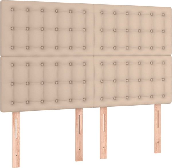 vidaXL Κρεβάτι Continental με Στρώμα, Cappuccino, Δερματίνη 140x200 cm