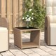 vidaXL Τραπέζι καφέ με γυάλινη επιφάνεια, μπεζ PE rattan και γυαλί
