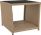vidaXL Τραπέζι καφέ με γυάλινη επιφάνεια, μπεζ PE rattan και γυαλί