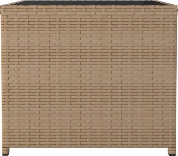 vidaXL Τραπέζι καφέ με γυάλινη επιφάνεια, μπεζ PE rattan και γυαλί