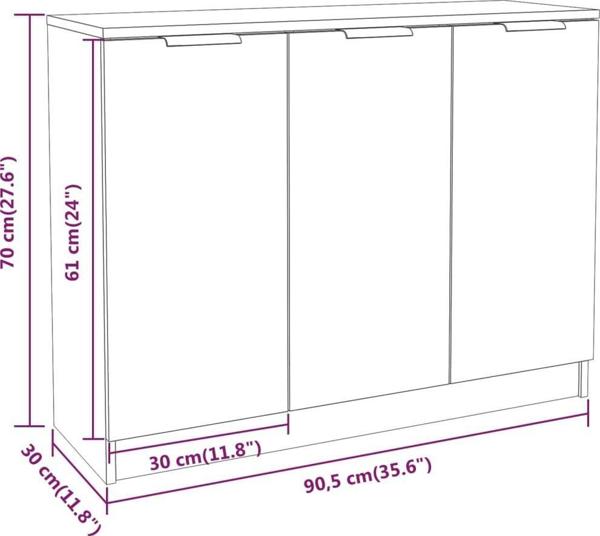 vidaXL Συρταριέρα, λευκή, 90,5x30x70 εκ., σύνθετο ξύλινο υλικό