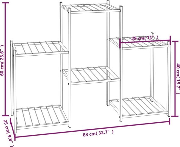 vidaXL Κασπώ για λουλούδια, 83x25x60 εκ., μαύρο, σίδερο