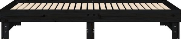 vidaXL Διπλό επεκτάσιμο κρεβάτι, μαύρο, 2x(90x200) εκ., μασίφ πεύκο