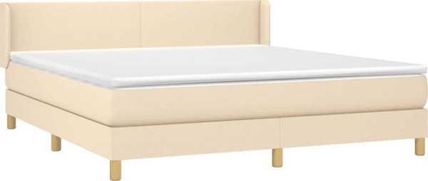 vidaXL Κρεβάτι Continental με Στρώμα, Κρεμ, Υφασμάτινο, 160x200 εκ.