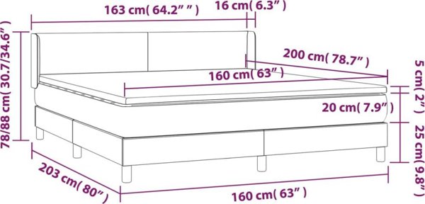 vidaXL Κρεβάτι Continental με Στρώμα, Κρεμ, Υφασμάτινο, 160x200 εκ.
