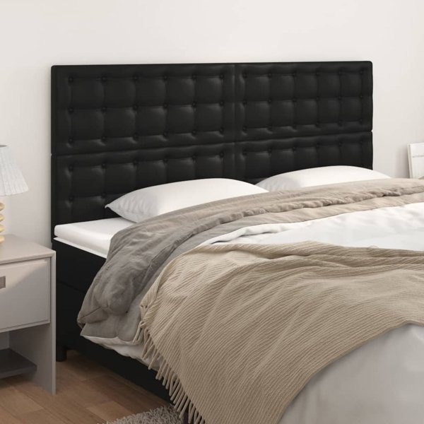 vidaXL Κεφαλαρια για κρεβάτι, σετ 4 τεμ., μαύρο, 80x5x78/88 cm, συνθετικό δέρμα