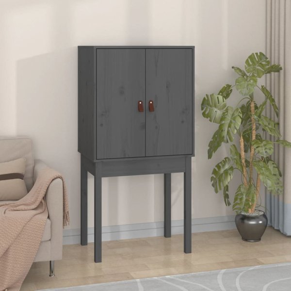 vidaXL Szafka, szara, 60x40x120 cm, lite drewno sosnowe