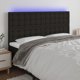vidaXL Κεφαλάρι κρεβατιού με LED, μαύρο, 180x5x118/128 cm, ύφασμα