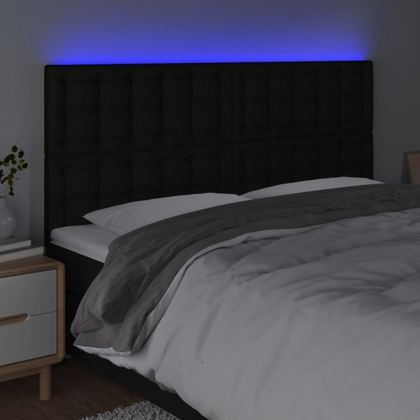 vidaXL Κεφαλάρι κρεβατιού με LED, μαύρο, 180x5x118/128 cm, ύφασμα