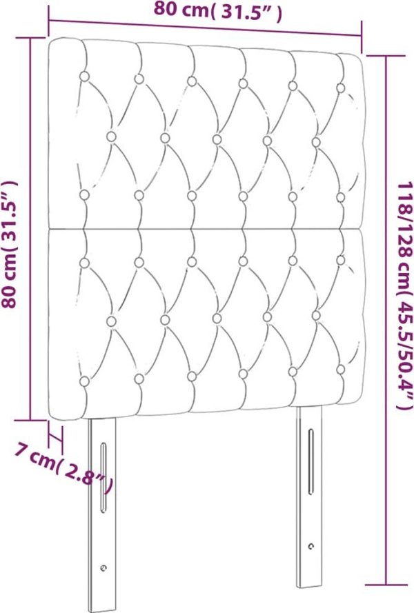 vidaXL Προσκέφαλοι για Κρεβάτι, 2 τεμ., ροζ, 80x7x78/88 εκ., βελούδο