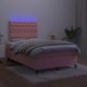 vidaXL Κρεβάτι κοντινεντάλ με στρώμα και LED, ροζ βελούδο, 120x200 cm