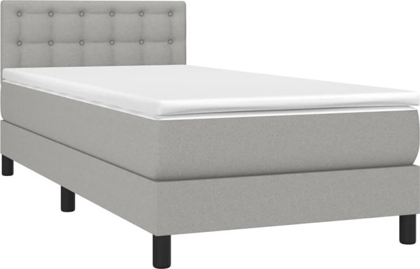 vidaXL Κρεβάτι Continental με Στρώμα, Φωτεινό Γκρι, 90x190 cm, Υφασμάτινο