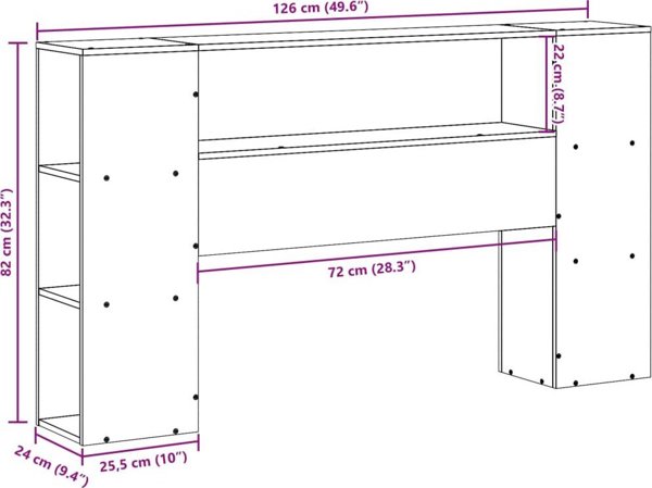 vidaXL Κεφαλάρι Κρεβατιού με Ράφια, 120 cm, από Μασίφ Πεύκο