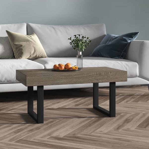 vidaXL Stolik kawowy szaro-czarny MDF i zelazo 90x45x40 cm
