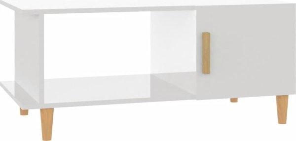 vidaXL Τραπεζάκι καφέ, λευκό γυαλιστερό, 90x50x40 εκ