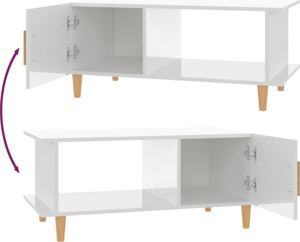 vidaXL Τραπεζάκι καφέ, λευκό γυαλιστερό, 90x50x40 εκ