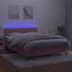 vidaXL Lozko kontynentalne z materacem i LED, rozowy aksamit 140x200cm