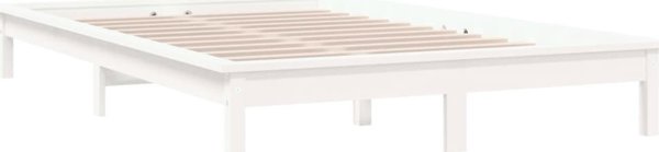 vidaXL Ράμα κρεβατιού, λευκή, 150x200 εκ., μασίφ πεύκο, King Size