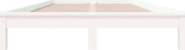 vidaXL Ράμα κρεβατιού, λευκή, 150x200 εκ., μασίφ πεύκο, King Size