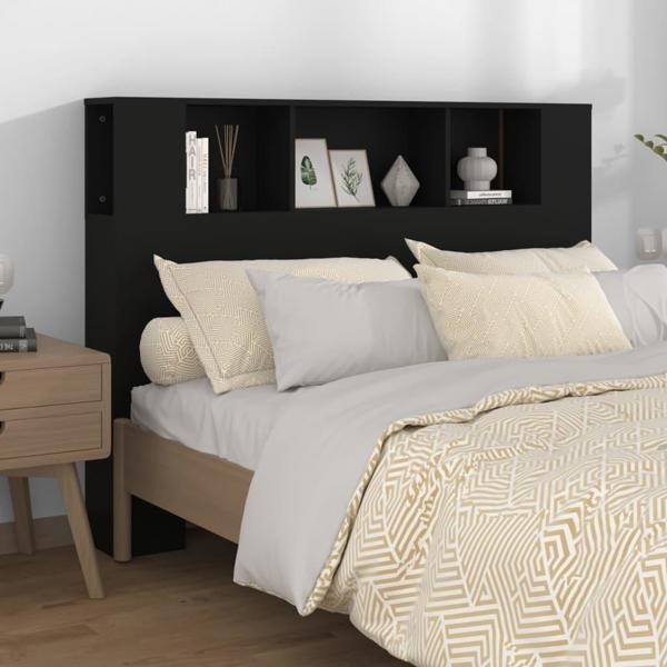 vidaXL Κεφαλάρι κρεβατιού με ράφια, μαύρο, 140x18,5x104,5 εκ
