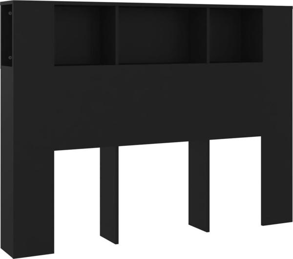 vidaXL Κεφαλάρι κρεβατιού με ράφια, μαύρο, 140x18,5x104,5 εκ