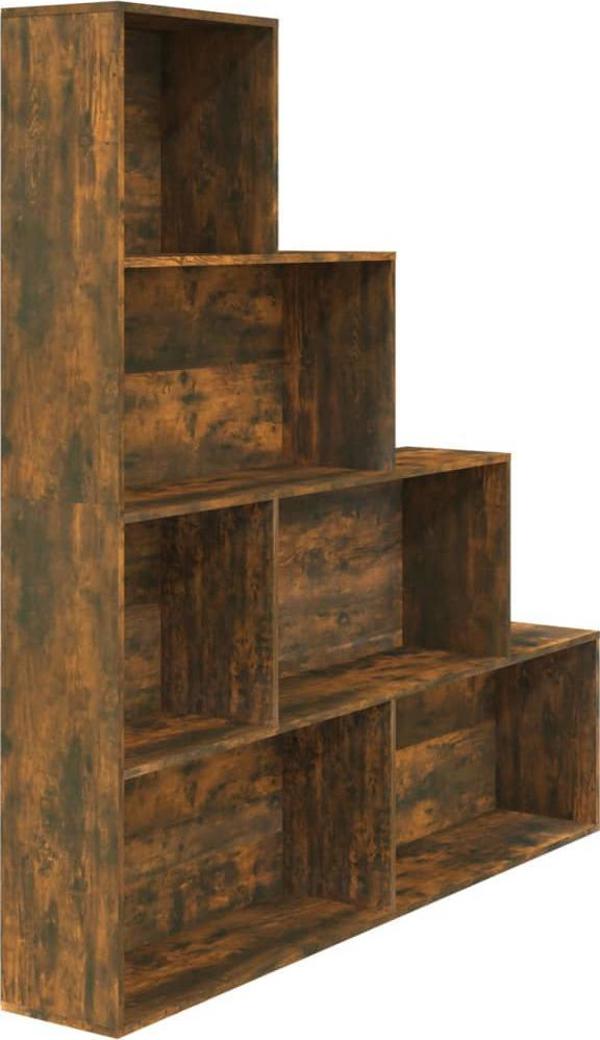 vidaXL Ραφιέρα βιβλίων, καπνιστή δρυς, 155x24x160 cm