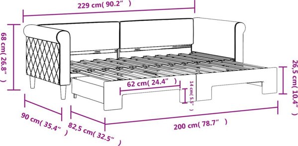 vidaXL Sofa rozsuwana, ciemnozielona, 80x200 cm, aksamit