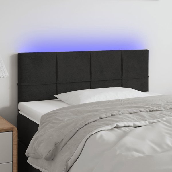 vidaXL κεφαλάρι κρεβατιού με LED, μαύρο, βελούδο, 100x5x78/88 cm