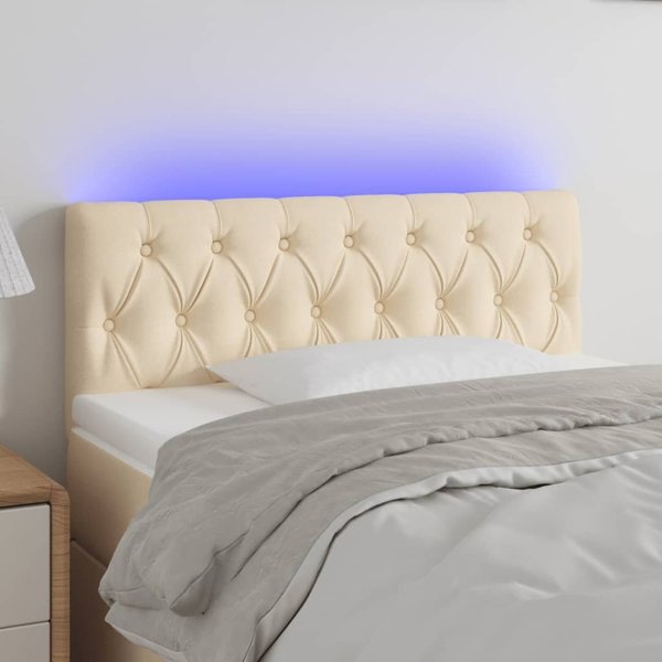 vidaXL Κεφαλάρι κρεβατιού με LED, κρεμ, 100x7x78/88 cm, ύφασμα