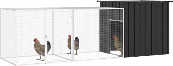 vidaXL Κλουβί για κοτόπουλα, ανθρακί, 300x91x100 cm, ατσάλι