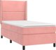 vidaXL Κοντινεντάλ κρεβάτι με στρώμα και LED, ροζ βελούδο, 90x190 εκ