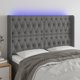 vidaXL Κεφαλάρι κρεβατιού με LED, σκούρο γκρι, 163x16x118/128 εκ., ύφασμα