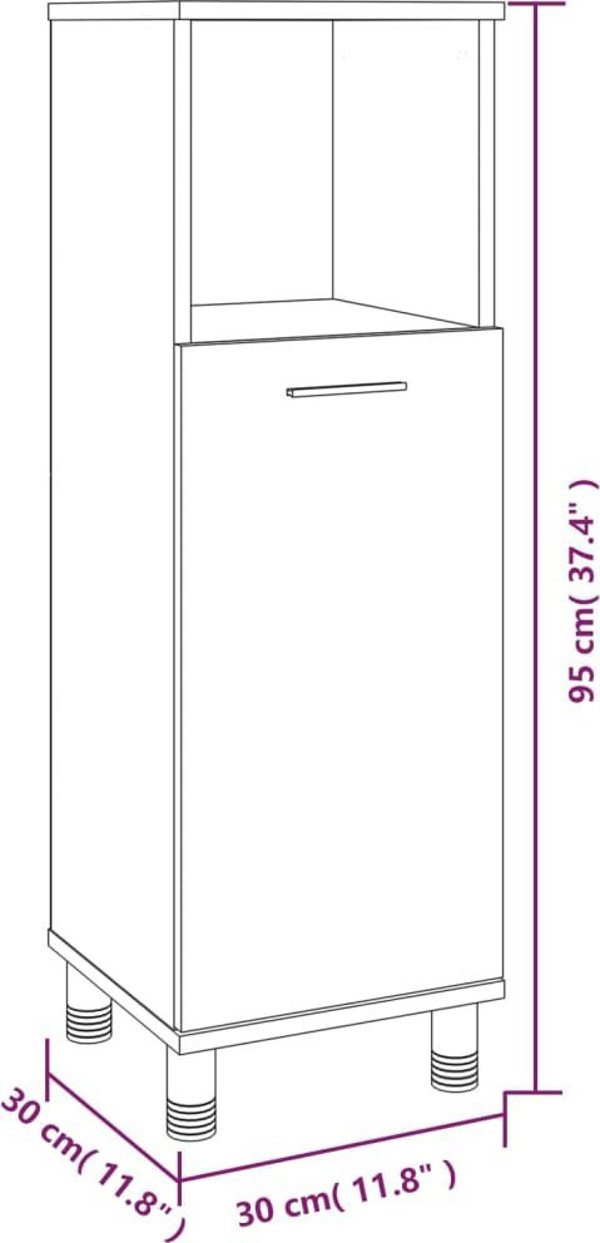vidaXL Έπιπλο νιπτήρα καφέ δρυς 30x30x95 cm