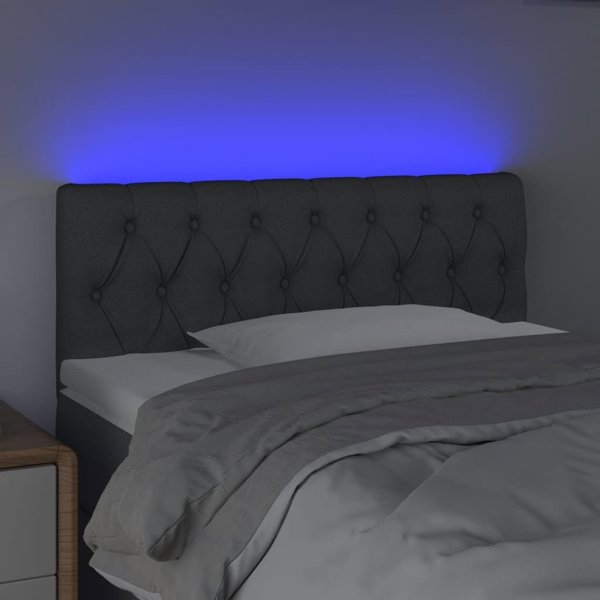 vidaXL vidaXL Κεφαλάρι κρεβατιού με LED, σκούρο γκρι, 100x7x78/88 εκ., ύφασμα