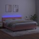 vidaXL Lozko kontynentalne z materacem i LED, rozowy aksamit 180x200 cm