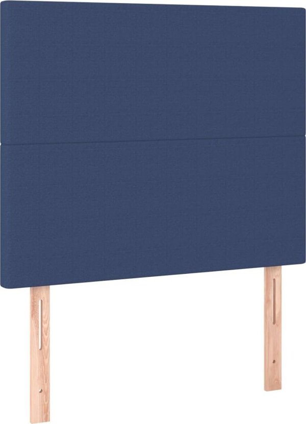 vidaXL Κρεβάτι κοντινενταλ με στρώμα, μπλε, 100x200 cm, ύφασμα