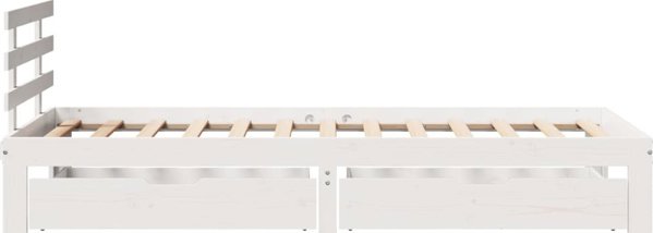 vidaXL Rama κρεβατιού με συρτάρια λευκή 75x190 cm από μασίφ πεύκο