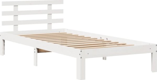 vidaXL Rama κρεβατιού με συρτάρια λευκή 75x190 cm από μασίφ πεύκο