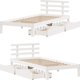 vidaXL Rama κρεβατιού με συρτάρια λευκή 75x190 cm από μασίφ πεύκο